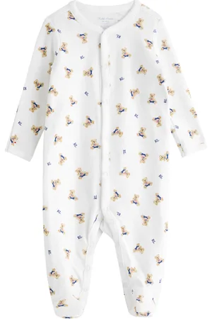 Ralph Lauren Kids Bear-print Cotton Babygrow