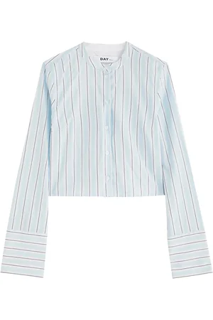 DAY Birger et Mikkelsen Alexi Striped Cropped Cotton-blend Shirt - - 40 (UK14 / L)