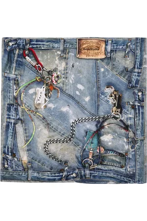 Acne Studios Jeans-print Silk-satin Scarf - - One Size