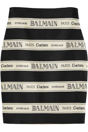 Balmain Striped and Logo-jacquard Woven Mini Skirt - - 40 (UK12 / M)