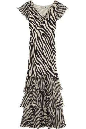 RIXO London Womens Amelle Printed Silk-chiffon Maxi Dress Black & White UK12/M - - 12 (UK12 / M)