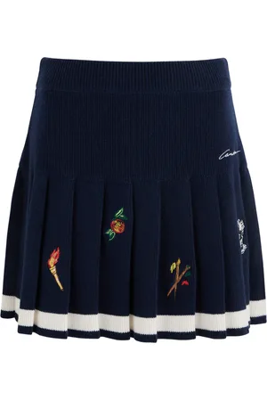 Casablanca Embroidered Pleated Wool-blend Mini Skirt - - L (UK14 / L)