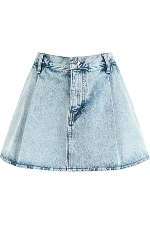Frame Pleated Denim Mini Skirt - - 27 (W27 / UK8-10 / S)