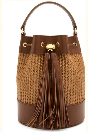Gianvito Rossi Marbella Raffia and Leather Bucket bag - - One Size