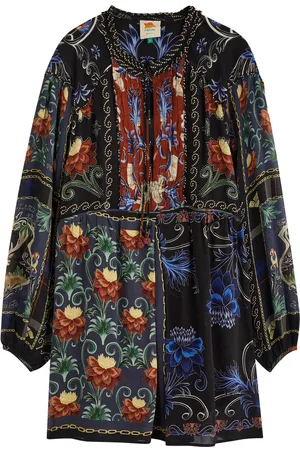 Farm Rio Patchwork-print Georgette Mini Dress - - M (UK12 / M)