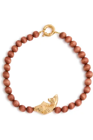 Timeless Pearly Fish Wooden-beaded Necklace - - One Size