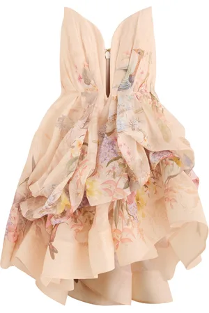 ZIMMERMANN Illuminate Floral Draped Linen-blend Mini Dress - - 1 (UK 10 / S)