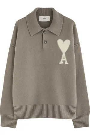 Ami Logo-intarsia Wool Polo Jumper - - XL