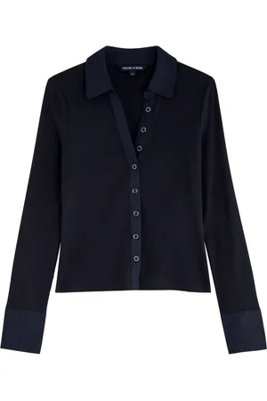 VERONICA BEARD Scottie Ribbed Stretch-cotton top - - L (UK14 / L)