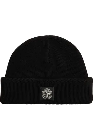 Stone Island Logo Ribbed Cotton Beanie - - One Size