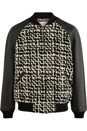VALENTINO GARAVANI Leather and Bouclé Tweed Bomber Jacket - - 46 (IT46 / S)