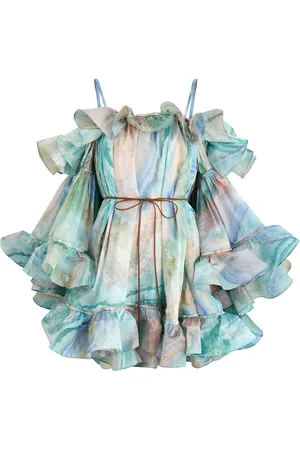 ZIMMERMANN Illuminate Flounce Off-the-shoulder Ruffled Silk Mini Dress - - 1 (UK 10 / S)