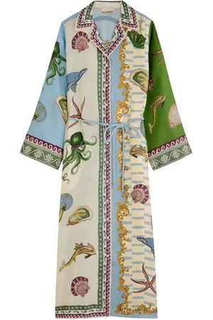 ALÉMAIS Bath House Printed Silk Maxi Shirt Dress - - 10 (UK10 / S)