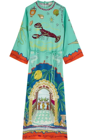 ALÉMAIS Surrealist Printed Silk-satin Maxi Dress - - 10 (UK10 / S)