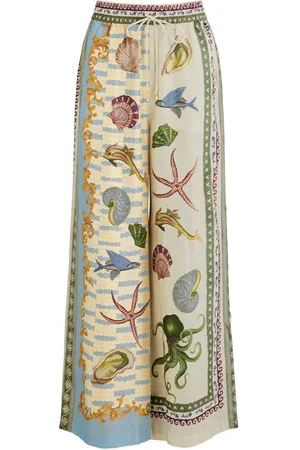 ALÉMAIS Bath House Printed Silk-satin Trousers - - 14 (UK14 / L)
