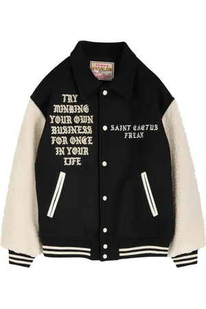 SAINT MXXXXXX X Cactus Plant Flea Market Panelled Wool-blend Varsity Jacket - - L