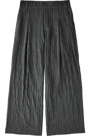 DRIES VAN NOTEN Pilan Wide-leg Herringbone-weave Trousers - - M