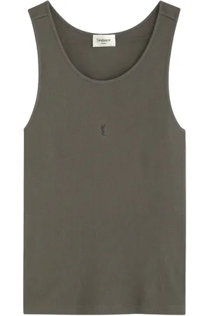 Saint Laurent Logo-embroidered Ribbed Cotton Tank - - L (UK14 / L)