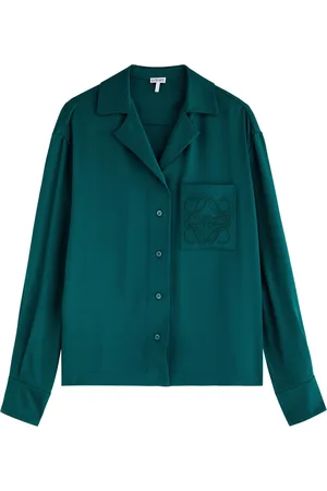 Loewe Anagram-embroidered Silk-satin Blouse - - 38 (UK10 / S)