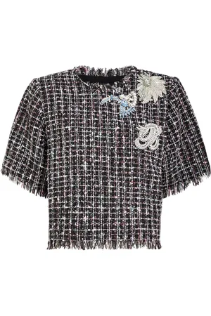 Balmain Crystal-embellished Tweed T-shirt - - M (UK12 / M)
