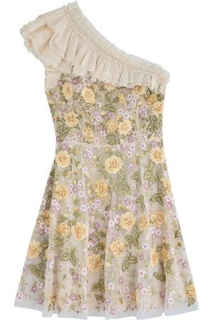 Needle & Thread Florine One-shoulder Embroidered Tulle Mini Dress - - 12 (UK12 / M)