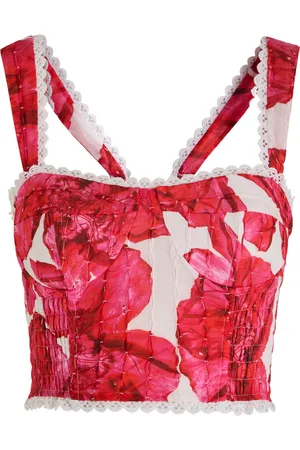 CHARO RUIZ IBIZA Liv Floral-print Cropped Cotton-blend top - - L (UK14 / L)