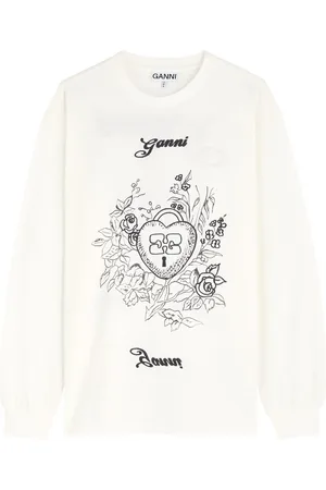 Ganni Printed and Embroidered Cotton top - - M (UK12 / M)
