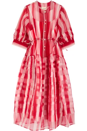 LOVEBIRDS Rachel Striped Chiffon Midi Dress - - L (UK14)