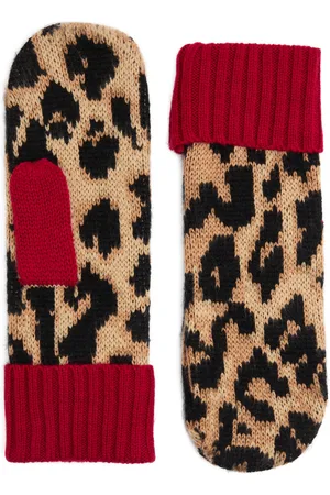 Damson Madder Intarsia Knitted Mittens - One Size