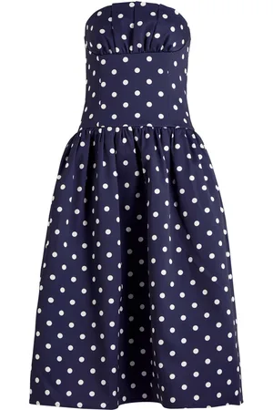 Self-Portrait Polka dot Strapless Satin Midi Dress - - 12 (UK12 / M)