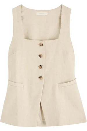 FAITHFULL THE BRAND Jackie Button-up Linen top - - L (UK14 / L)