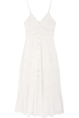 LOVESHACKFANCY Esilda Lace-detailed Cotton Midi Dress - - 8 (UK10 / S)