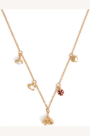 Coach Embellished Charm Necklace - - One Size