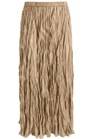 Eileen Fisher Crinkled Plissé Silk Midi Skirt - - L (UK 18-20 / XL)