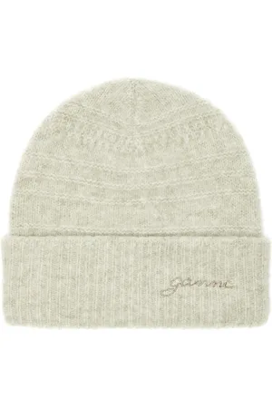 Ganni Logo-embroidered Knitted Beanie - - One Size