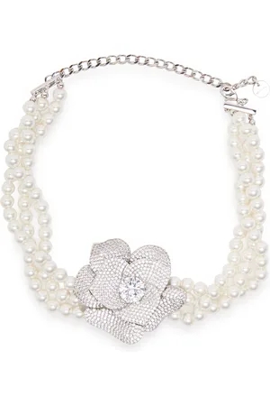Self-Portrait Crystal-embellished Faux Pearl Choker - - One Size