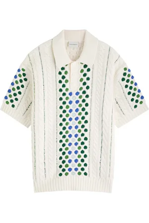 Drôle de Monsieur DRÔLE DE Monsieur Brode Patterned-intarsia Cotton-knit Polo Shirt - - L