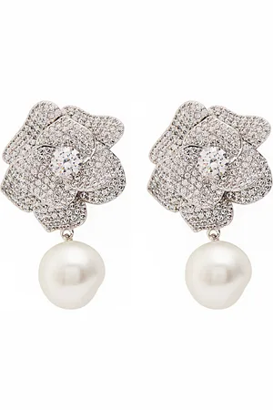 Self-Portrait Crystal-embellished Flower -plated Drop Earrings - One Size