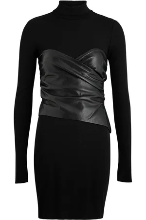 Nanushka Noleny Fine-knit and Faux Leather Mini Dress - - S (UK8-10 / S)