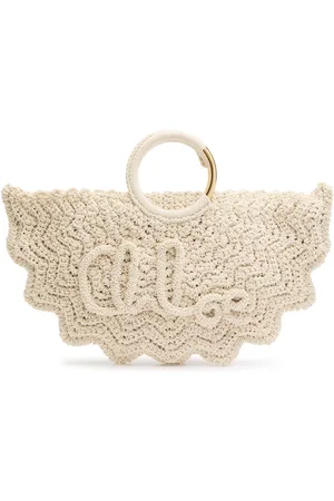 Chloé Bracelet Paravent Logo Raffia Tote - - One Size