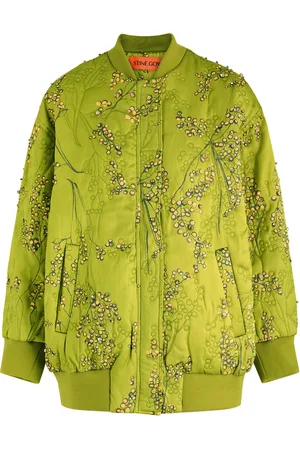 STINE GOYA Floral-print Embellished Satin Bomber Jacket - - L (UK14 / L)
