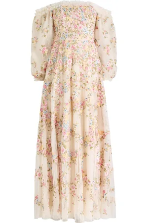 Needle & Thread Lunaria Wreath Floral-embroidered Tulle Gown - - 2 (UK6 / XS)