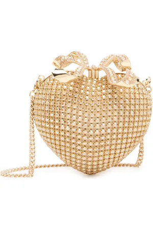 Self-Portrait Heart Crystal-embellished Satin Clutch - - One Size
