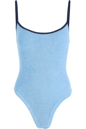 Hunza G Pamela Contrast Seersucker Swimsuit - - One Size