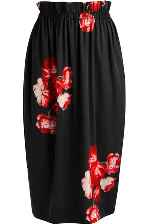 Simone Rocha Floral-print Stretch-satin Midi Skirt - - 12 (UK12 / M)
