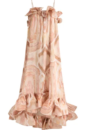 ZIMMERMANN Illuminate Printed Ruffled Silk-satin Gown - - 0 (UK 8 / S)