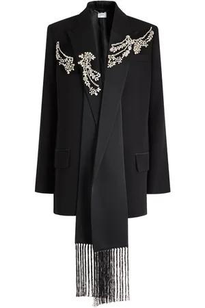 Erdem Crystal-embellished Draped Wool Blazer - - 8 (UK8 / S)
