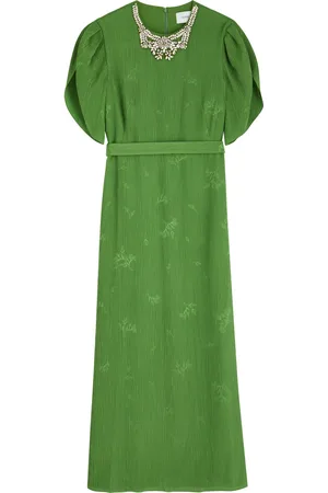 Erdem Short Sleeve Cocktail Plissé Silk-blend Midi Dress - - 10 (UK10 / S)