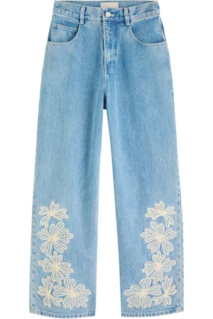 ALÉMAIS Charlene Floral-embroidered Straight leg Jeans - - 12 (UK12 / M)