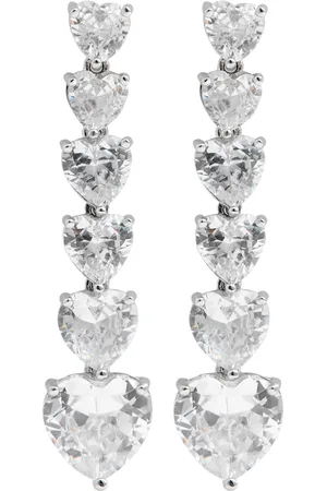 Kenneth Jay Lane Heart Rhodium-plated Drop Earrings - - One Size